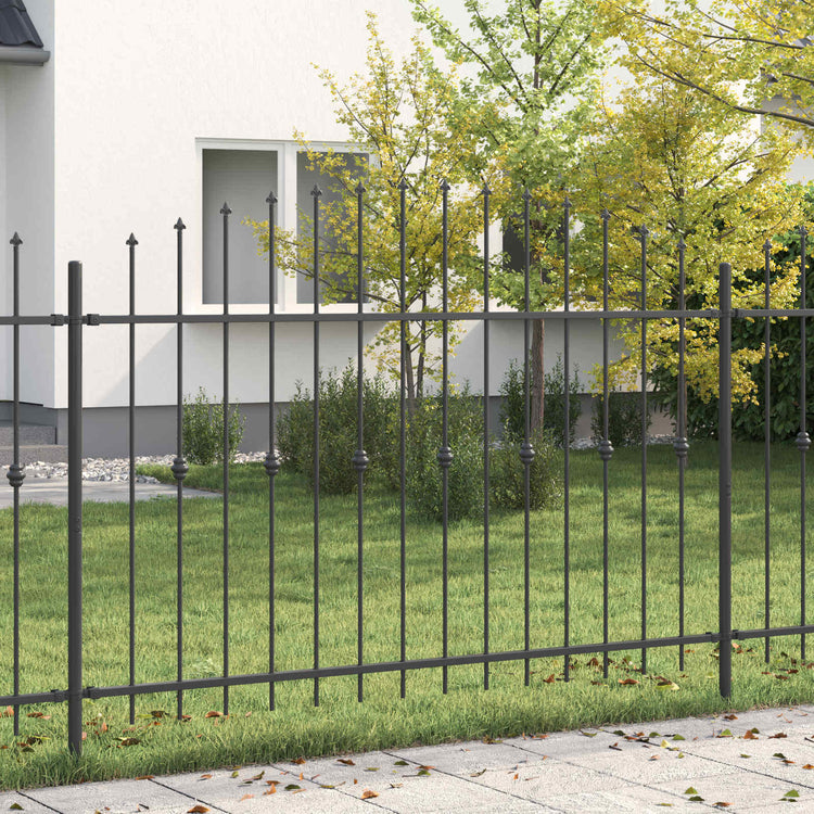 VidaXL Erdspießzaun schwarz 200 x 130 cm pulverbeschichteter Stahl
