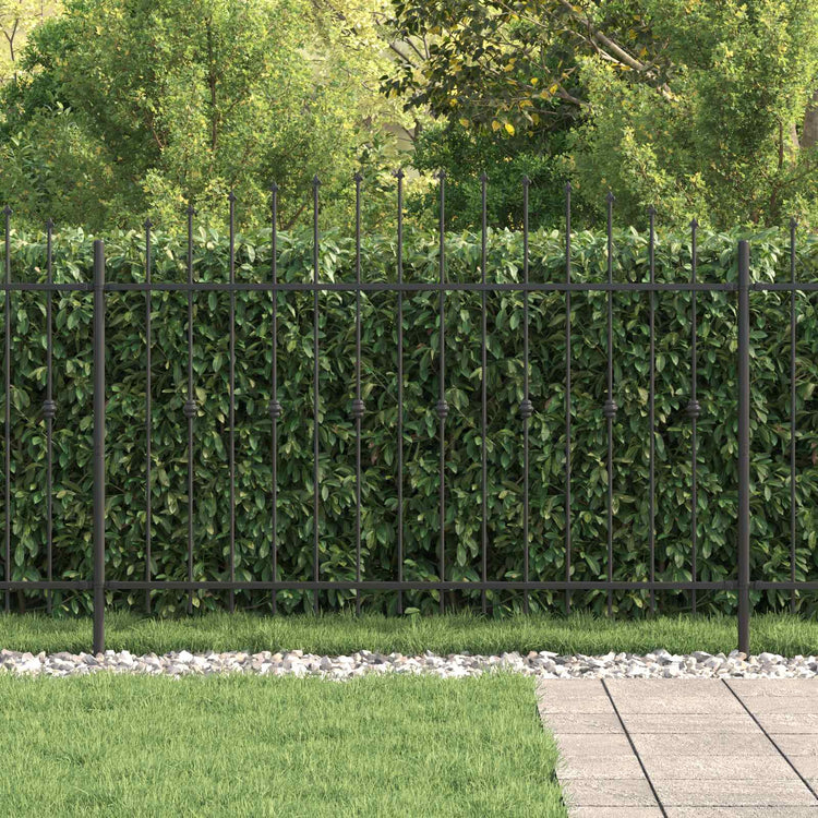 VidaXL Erdspießzaun schwarz 200 x 130 cm pulverbeschichteter Stahl