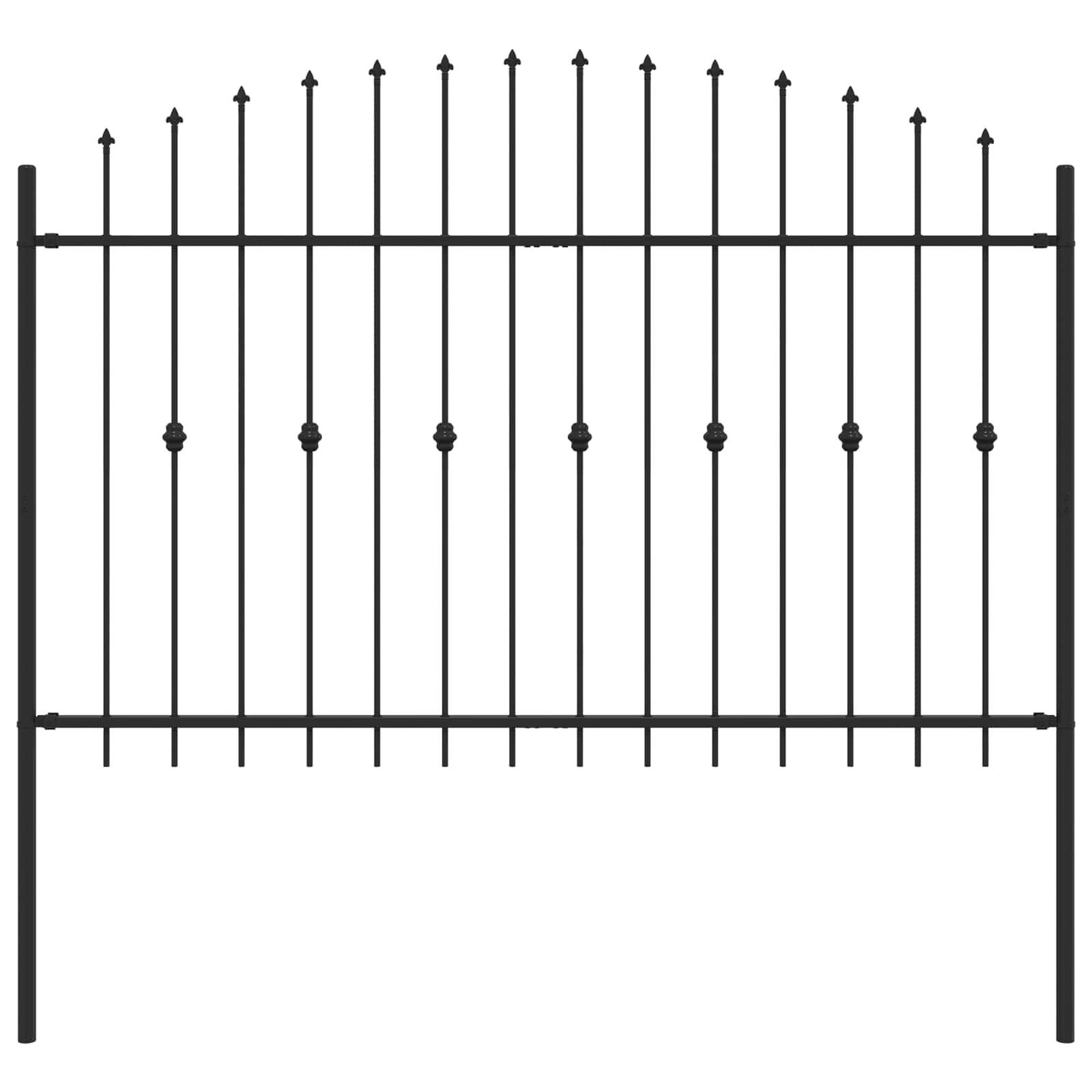 VidaXL Erdspießzaun schwarz 200 x 130 cm pulverbeschichteter Stahl
