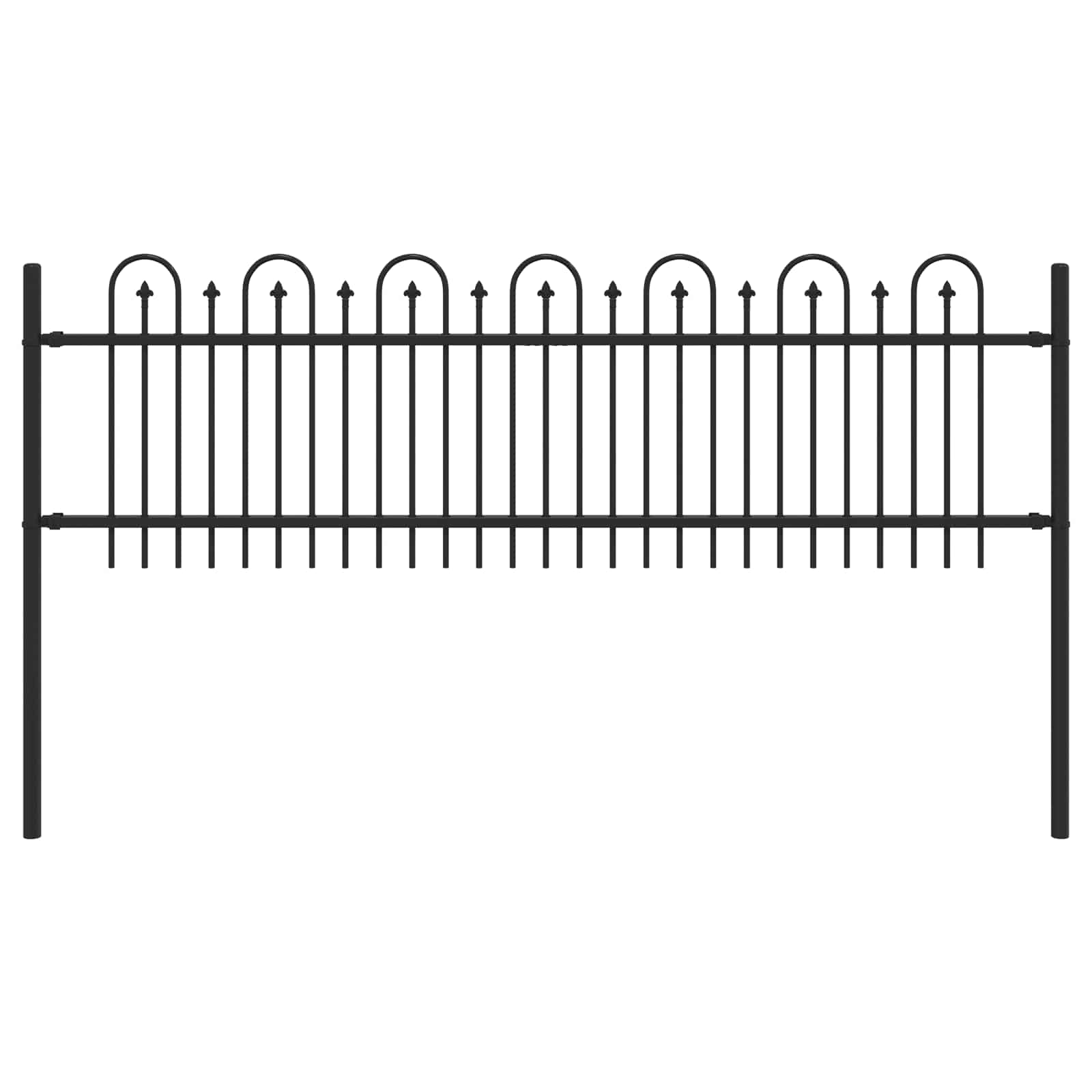 VidaXL Spießbogenzaun Schwarz 200 x 130 cm pulverbeschichteter Stahl