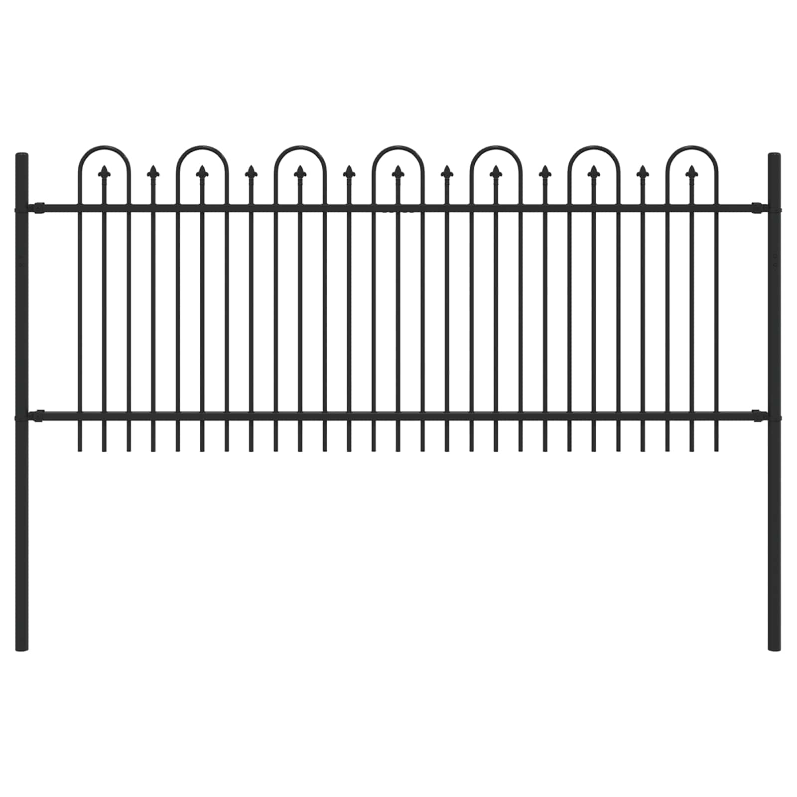 VidaXL Spießbogenzaun Schwarz 200 x 130 cm pulverbeschichteter Stahl