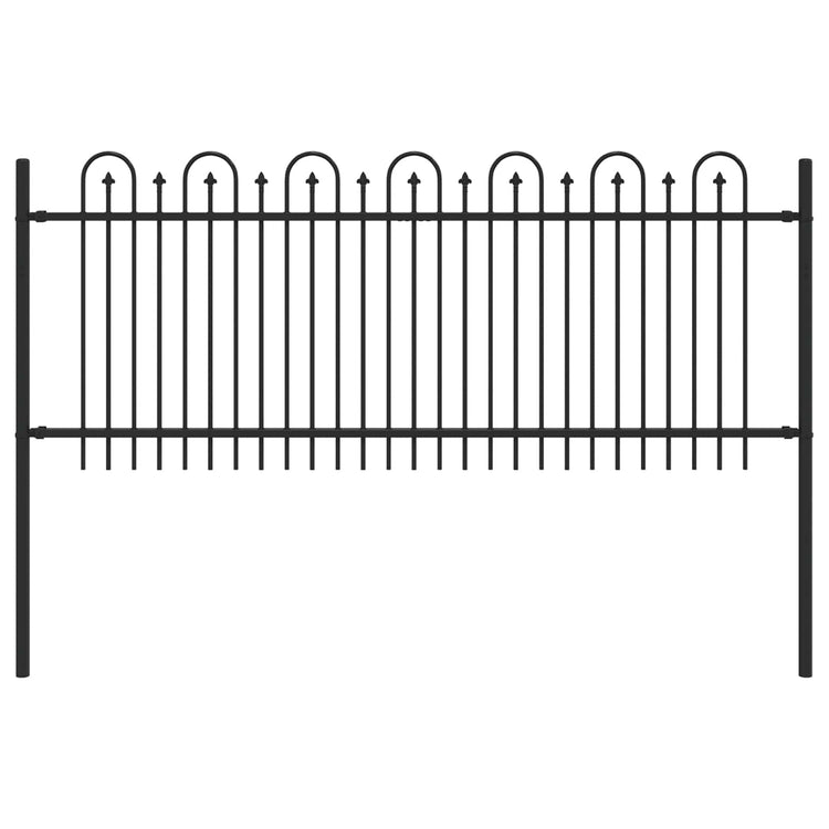 VidaXL Spießbogenzaun Schwarz 200 x 130 cm pulverbeschichteter Stahl