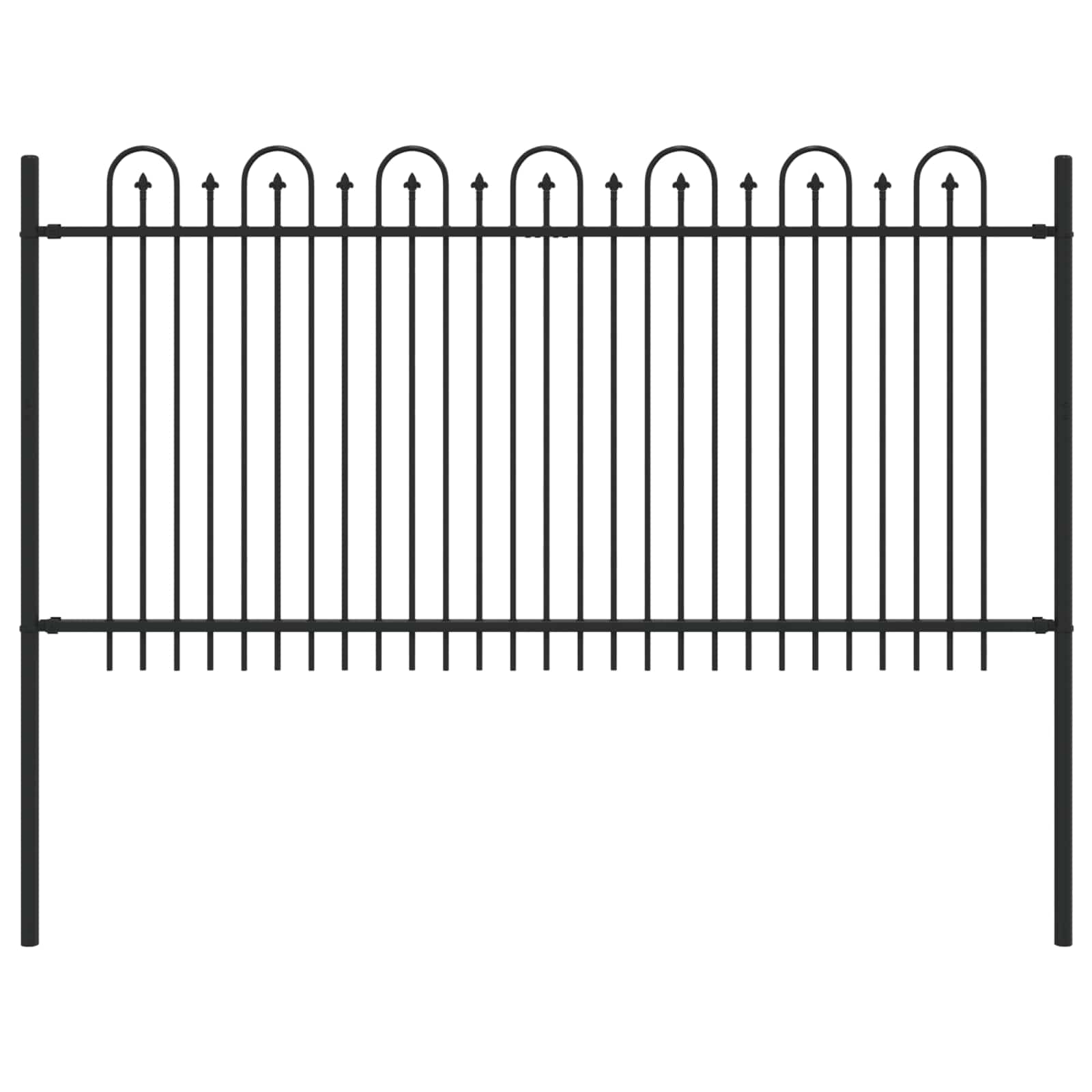 Vidaxx Spießbogenzaun schwarz 200 x 150 cm aus pulverbeschichtetem Stahl