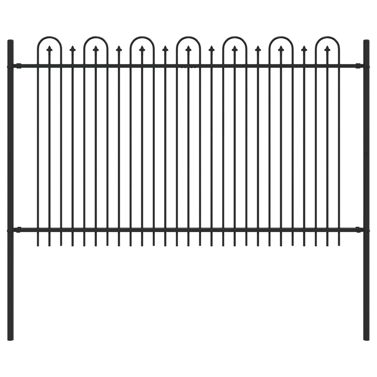 VidaXL Spießbogenzaun Schwarz 200 x 130 cm pulverbeschichteter Stahl