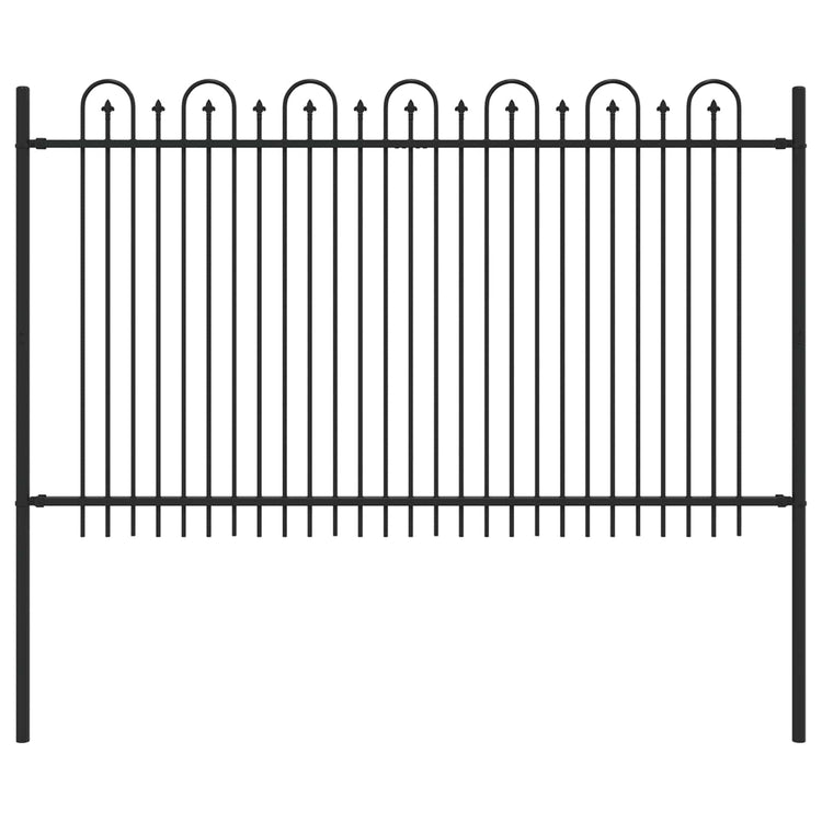 VidaXL Spießbogenzaun Schwarz 200 x 130 cm pulverbeschichteter Stahl