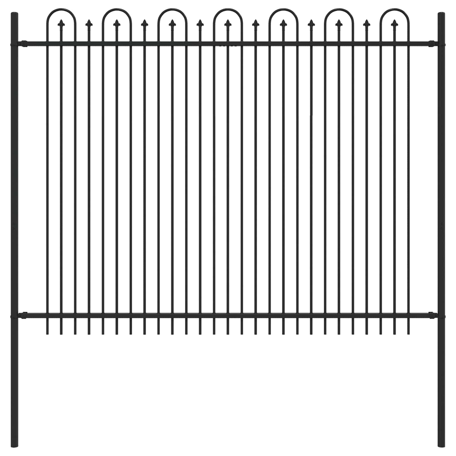 VidaXL Spießbogenzaun Schwarz 200 x 200 cm pulverbeschichteter Stahl
