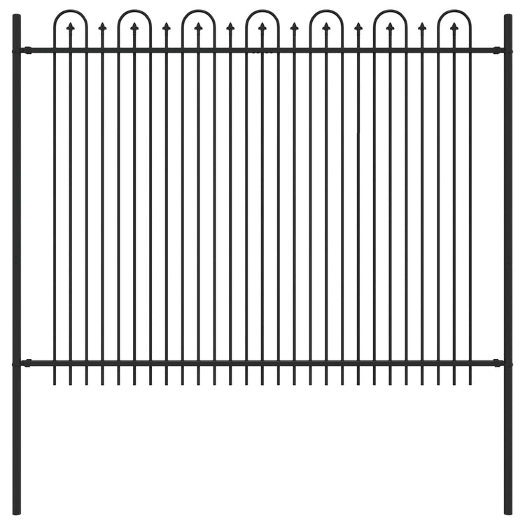 VidaXL Spießbogenzaun Schwarz 200 x 200 cm pulverbeschichteter Stahl