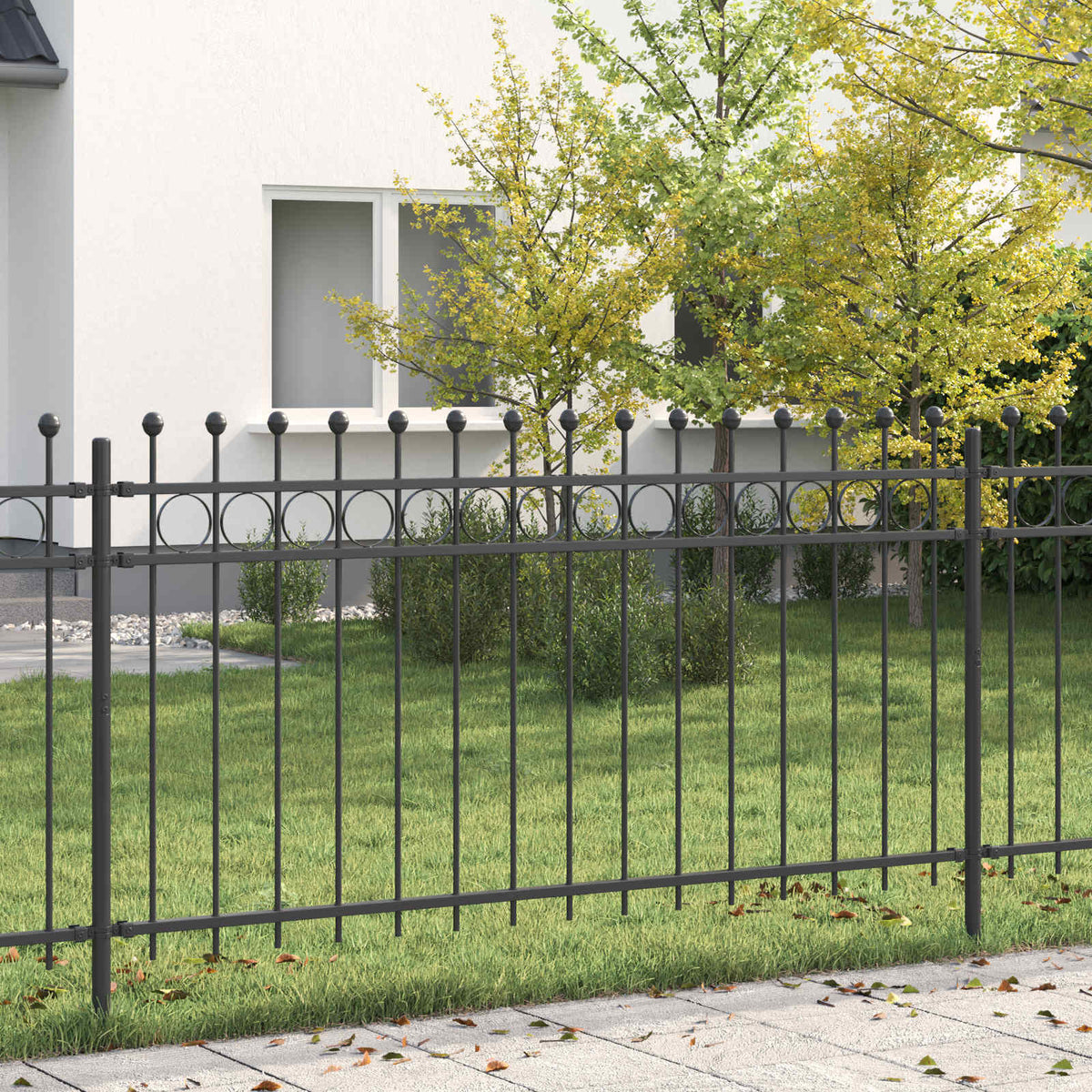 Vidaxx Ringzaun schwarz 200 x 150 cm pulverbeschichteter Stahl