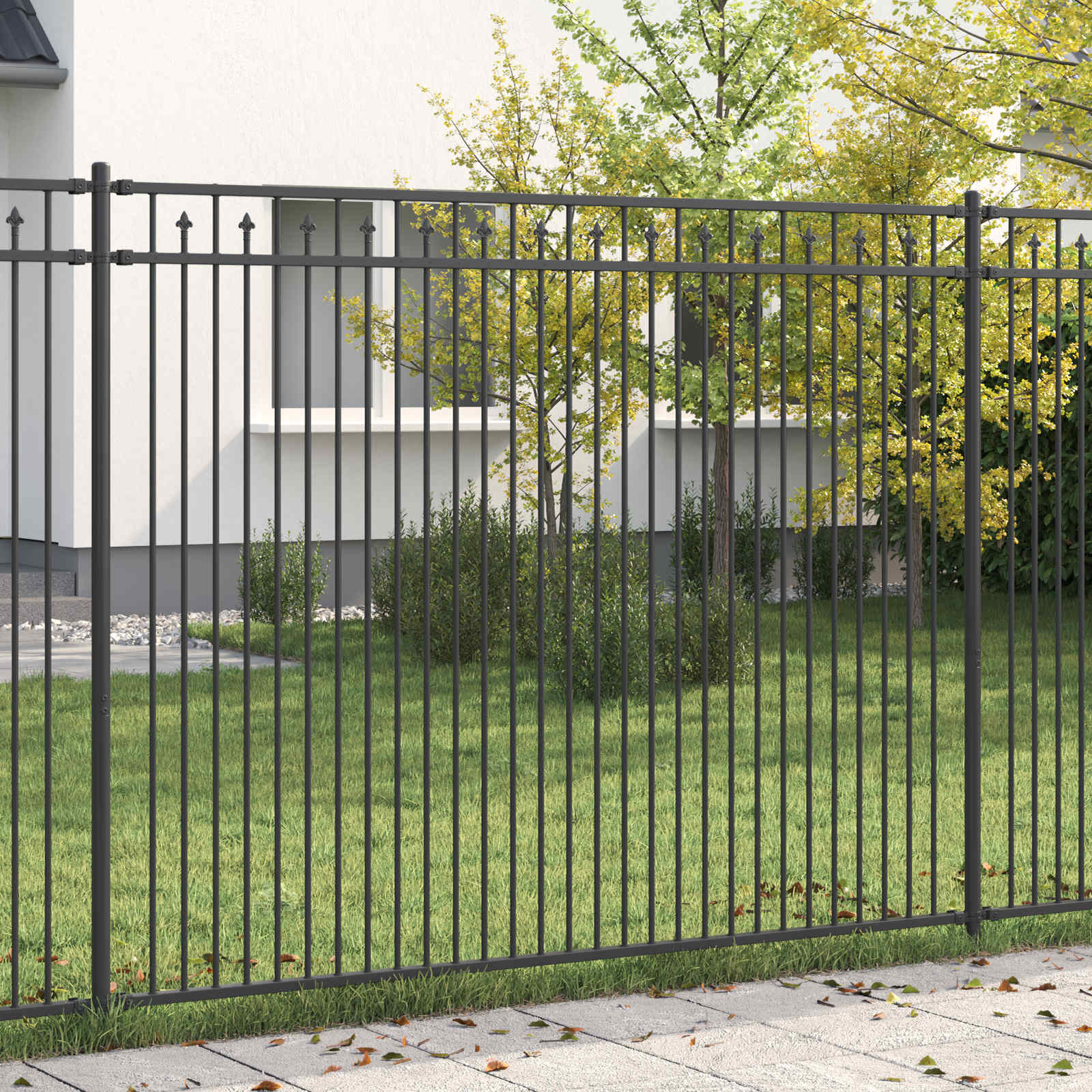 Vidaxx Erdzaun schwarz 200 x 200 cm pulverbeschichteter Stahl