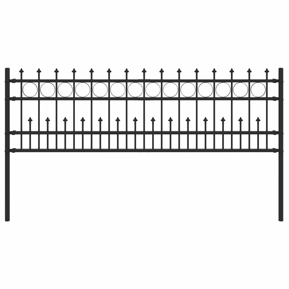 Vidaxx Erdspießringzaun schwarz 200 x 130 cm aus pulverbeschichtetem Stahl