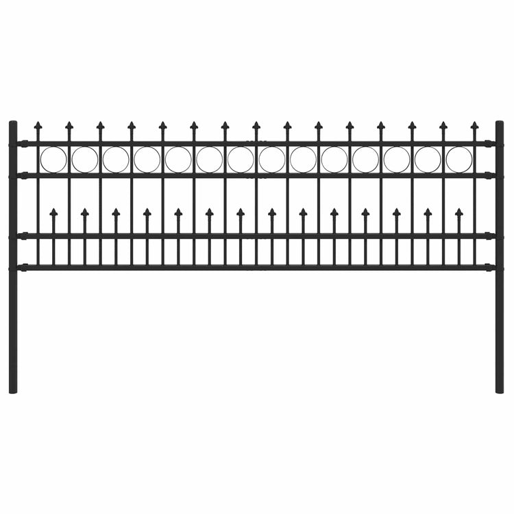 Vidaxx Erdspießringzaun schwarz 200 x 130 cm aus pulverbeschichtetem Stahl