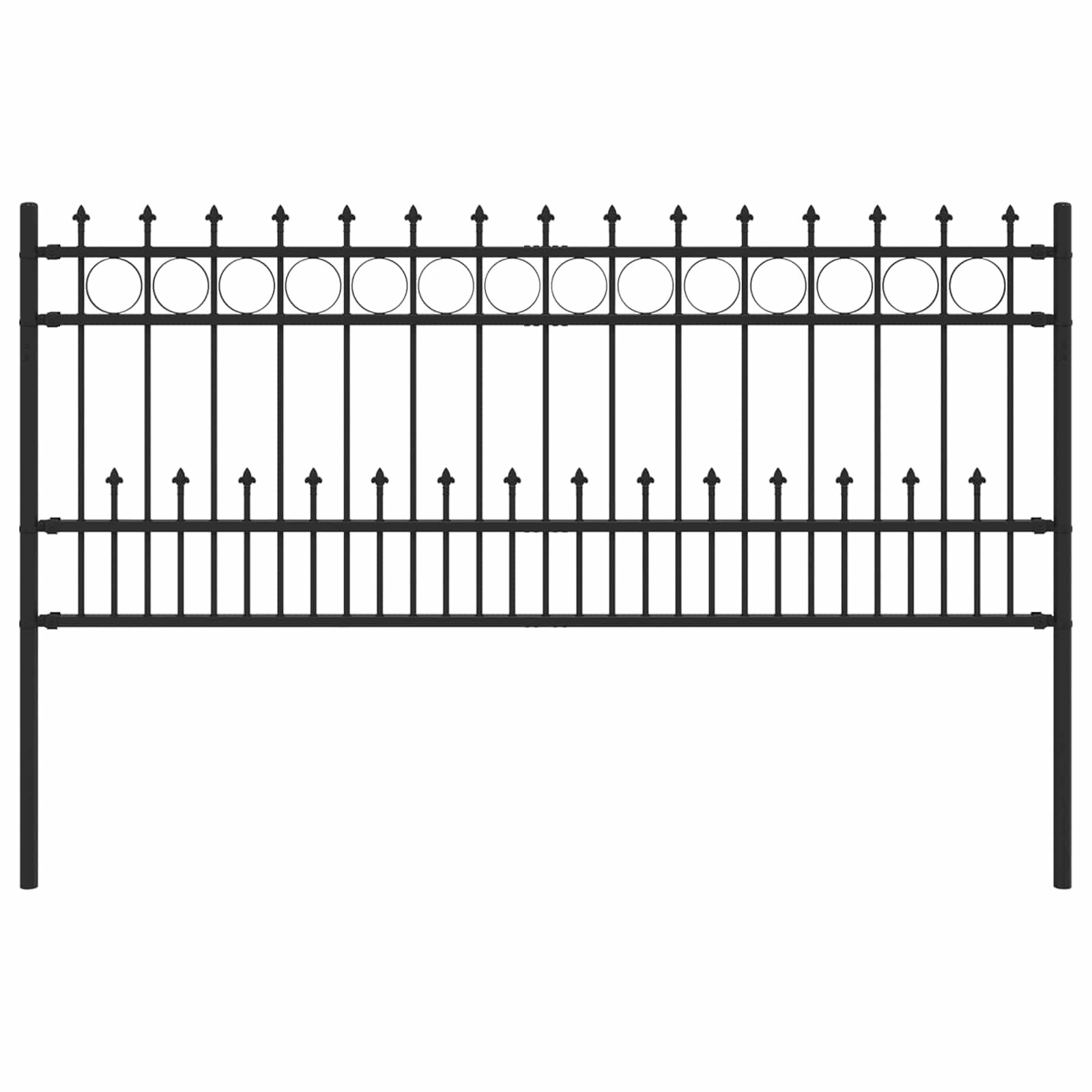 Vidaxx Erdspießringzaun schwarz 200 x 130 cm aus pulverbeschichtetem Stahl
