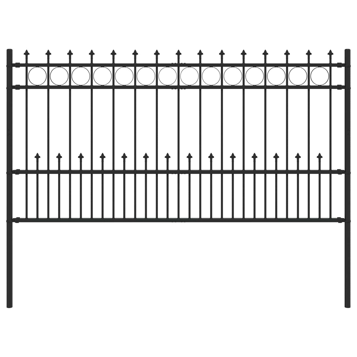 Vidaxx Erdspießringzaun schwarz 200 x 150 cm aus pulverbeschichtetem Stahl