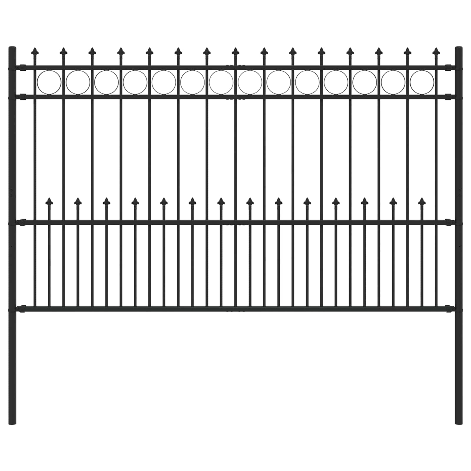 Vidaxx Erdspießringzaun schwarz 200 x 130 cm aus pulverbeschichtetem Stahl
