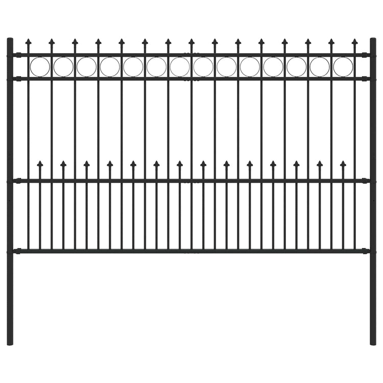 Vidaxx Erdspießringzaun schwarz 200 x 130 cm aus pulverbeschichtetem Stahl