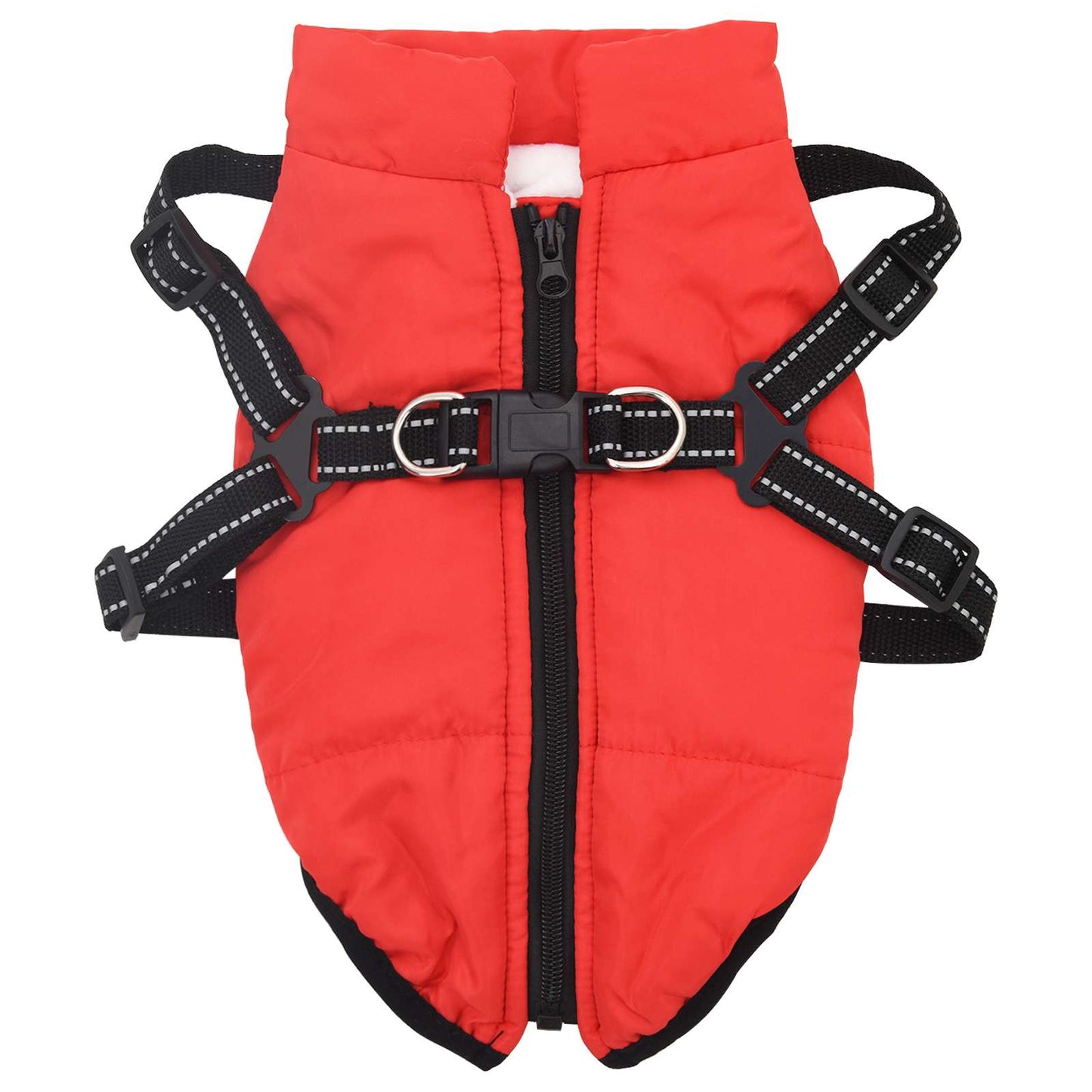 Vidaxxl Hundemantel mit Geschirr rot aus Fleece und Polyester