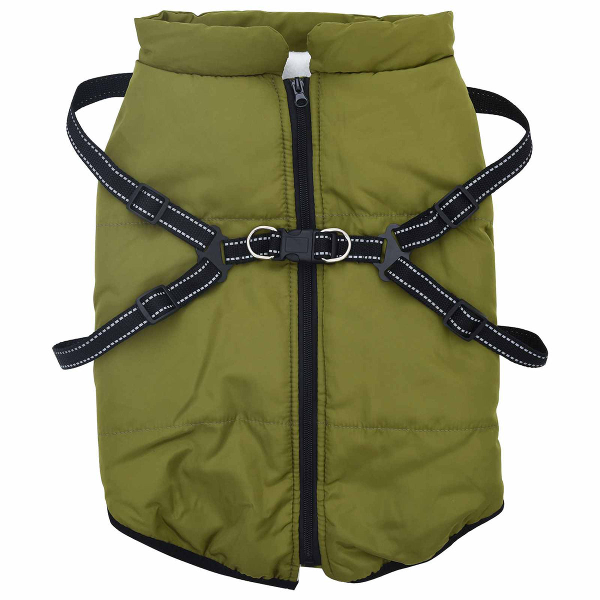 VidaXL Hundemantel mit Geschirr, Armeegrün, 5XL, Fleece und Polyester