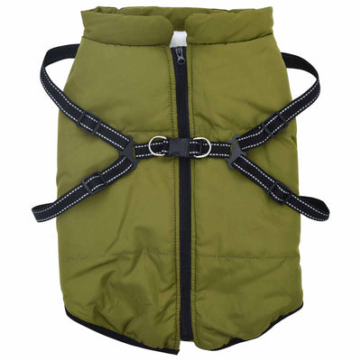 VidaXL Hundemantel mit Geschirr, Armeegrün, 5XL, Fleece und Polyester