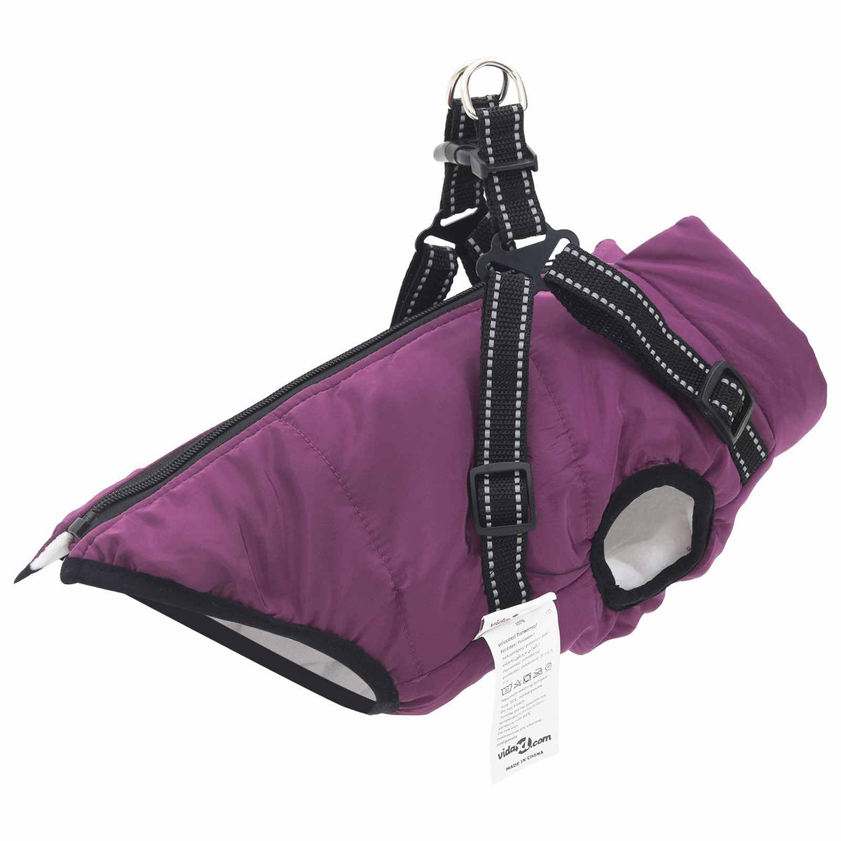 VidaXL Hundemantel mit Geschirr lila XL Fleece und Polyester