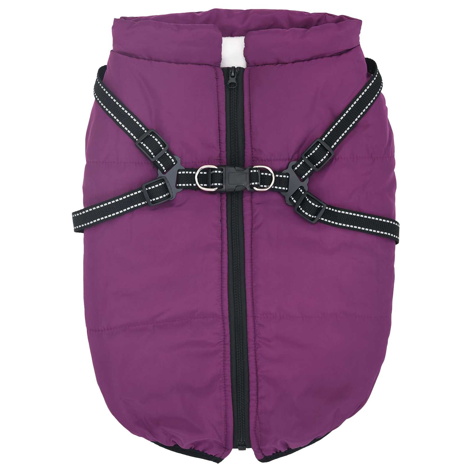 Vidaxxl Hundemantel mit Geschirr Lila 5XL Fleece und Polyester