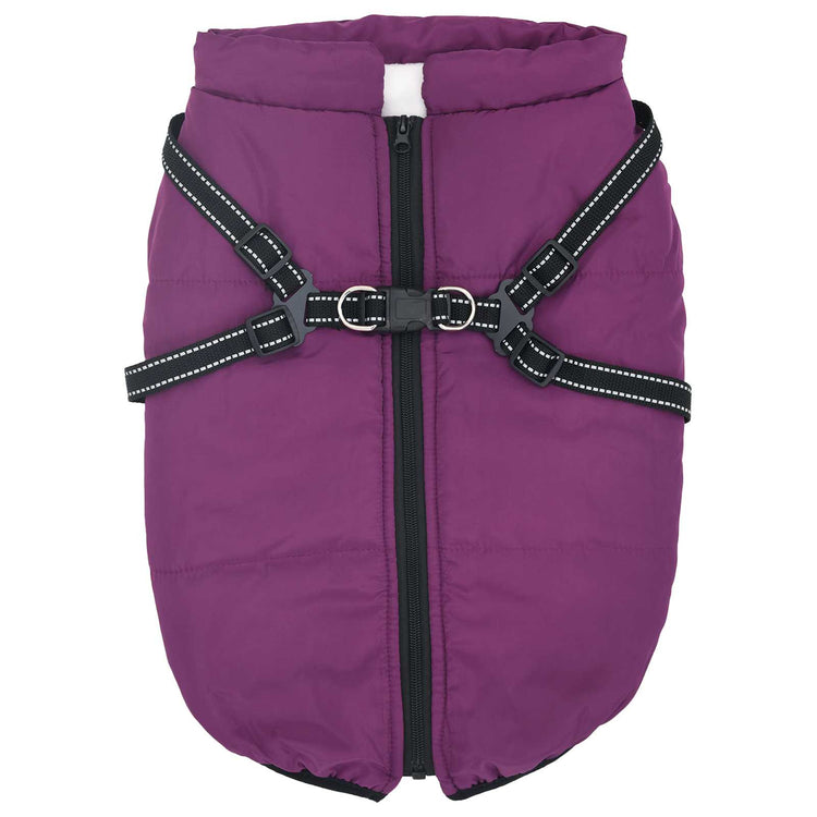 Vidaxxl Hundemantel mit Geschirr Lila 5XL Fleece und Polyester