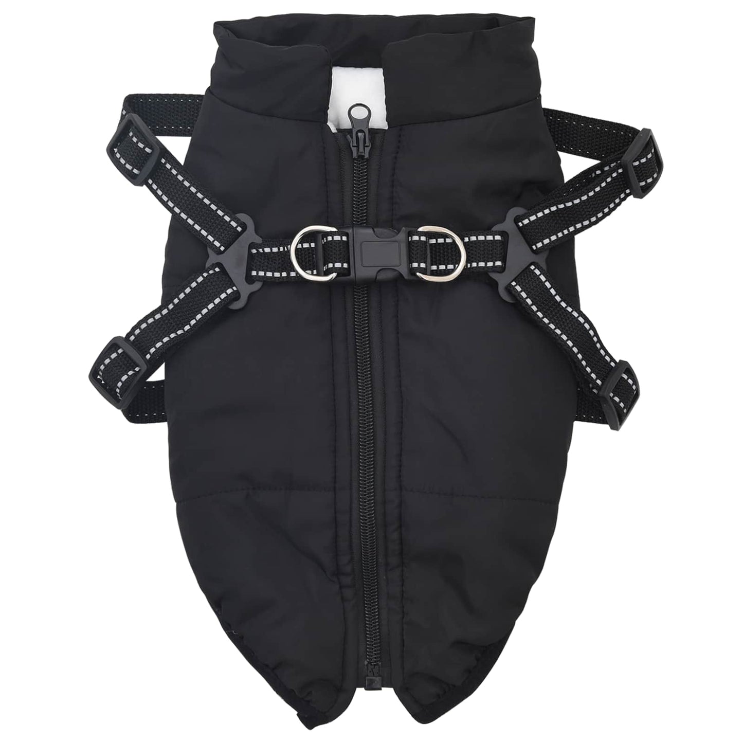 VidaXL Hundemantel mit Geschirr aus schwarzem Fleece und Polyester