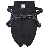VidaXL Hundemantel mit Geschirr aus schwarzem Fleece und Polyester - afbeelding 2