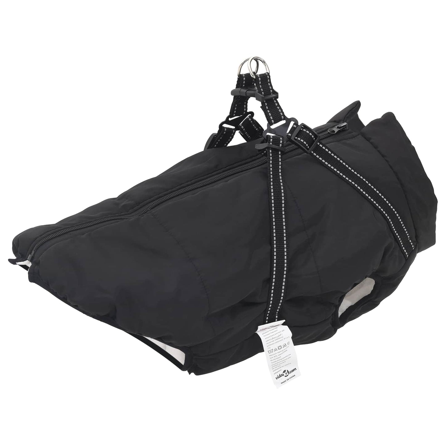 Vidaxxl Hundemantel mit Geschirr schwarz 4XL Fleece und Polyester