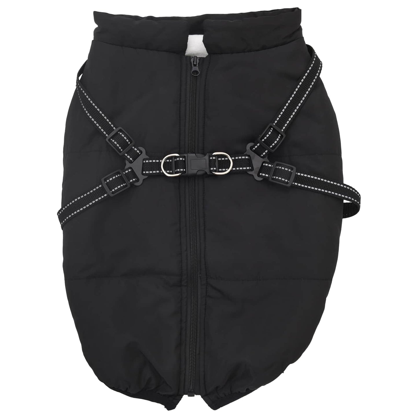 Vidaxxl Hundemantel mit Geschirr schwarz 4XL Fleece und Polyester