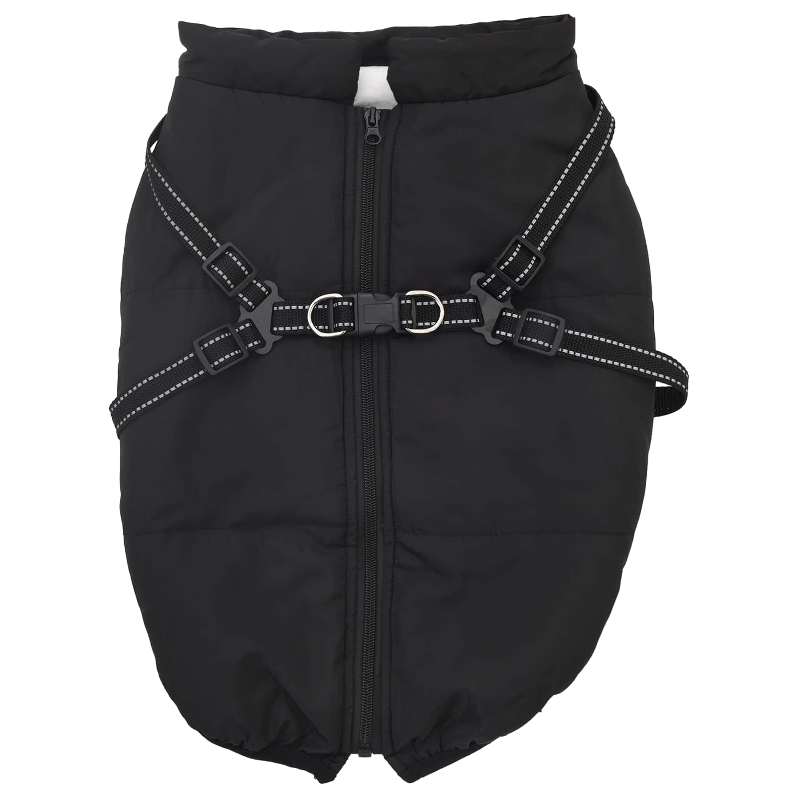 Vidaxxl Hundemantel mit Geschirr schwarz 4XL Fleece und Polyester
