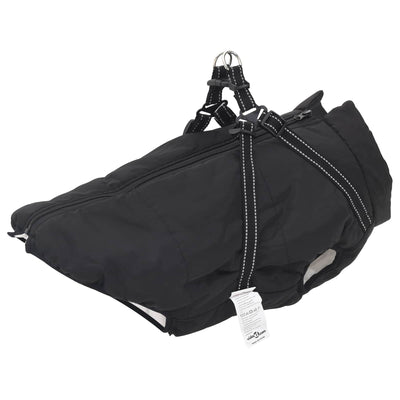 Vidaxxl Hundemantel mit Geschirr schwarz 5XL Fleece und Polyester