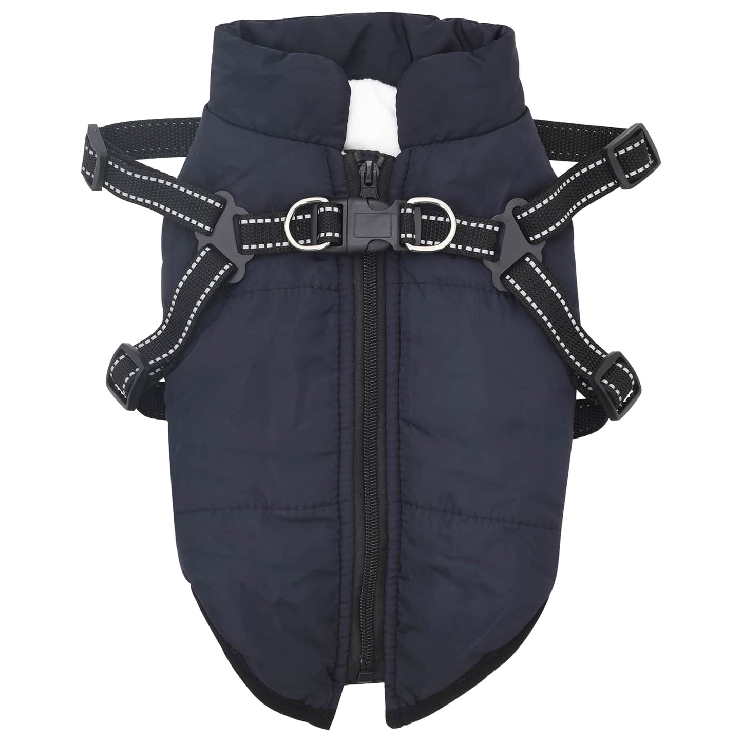 VidaXL Hundemantel mit Geschirr, Marineblau, Fleece und Polyester