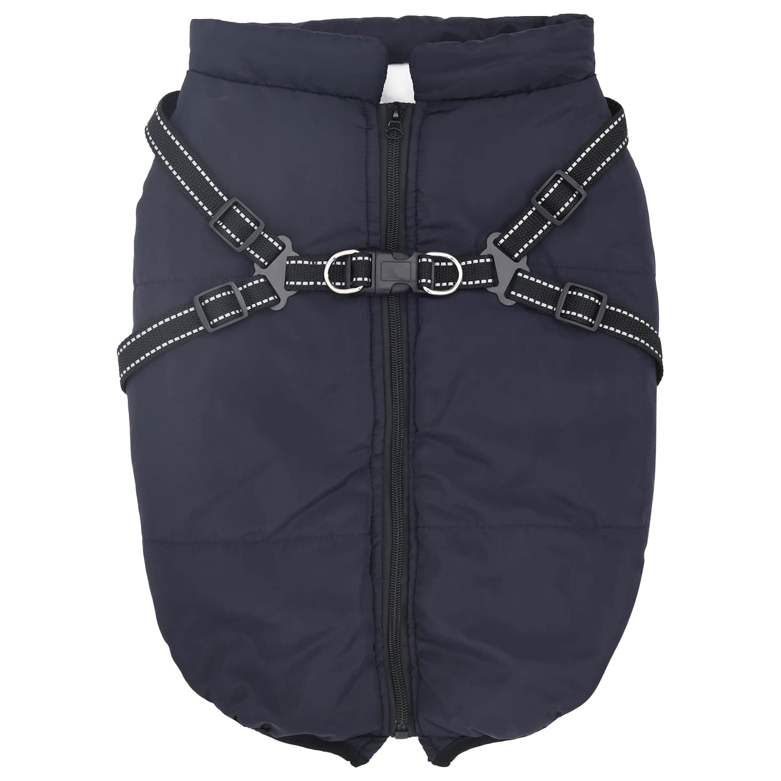 VidaXL Hundemantel mit Geschirr, Marineblau, 4XL, Fleece und Polyester