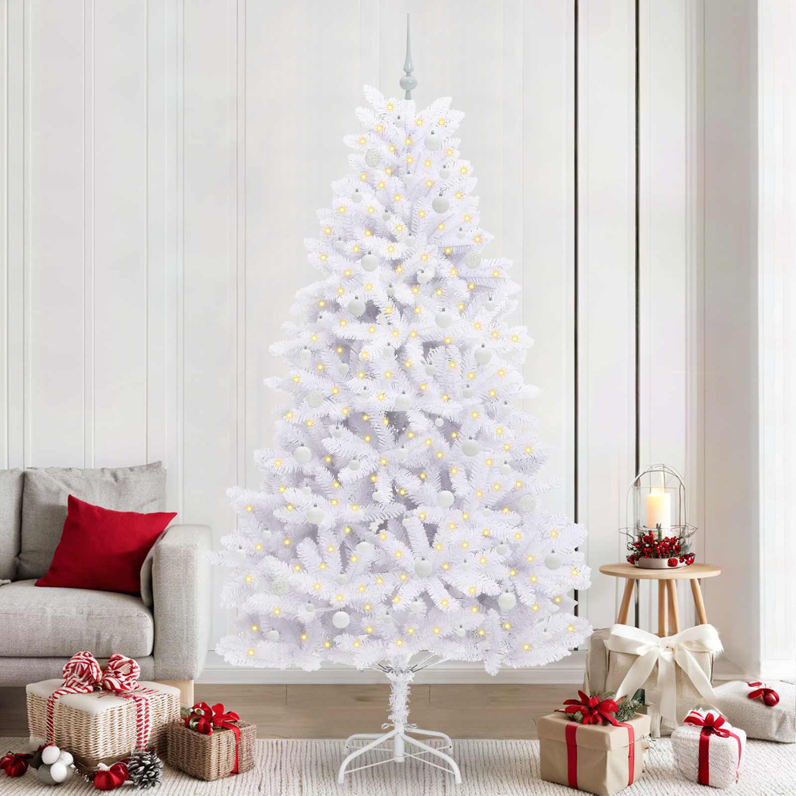Vidaxx künstlicher klappbarer Weihnachtsbaum weiß 240 cm PVC und Stahl
