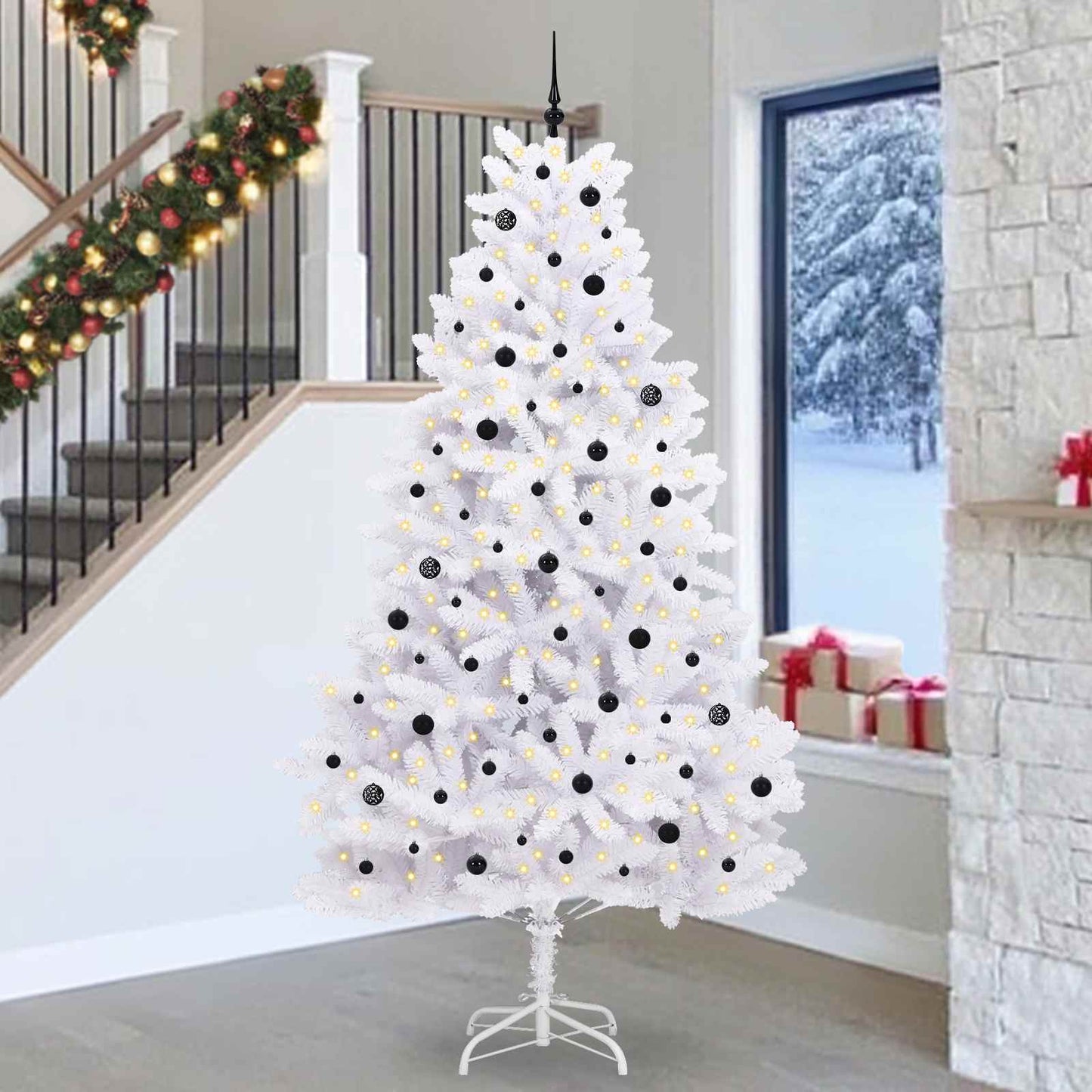 Vidaxx künstlicher klappbarer Weihnachtsbaum weiß 270 cm PVC und Stahl