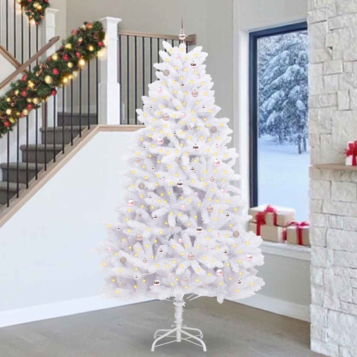 Vidaxx künstlicher klappbarer Weihnachtsbaum weiß 270 cm PVC und Stahl