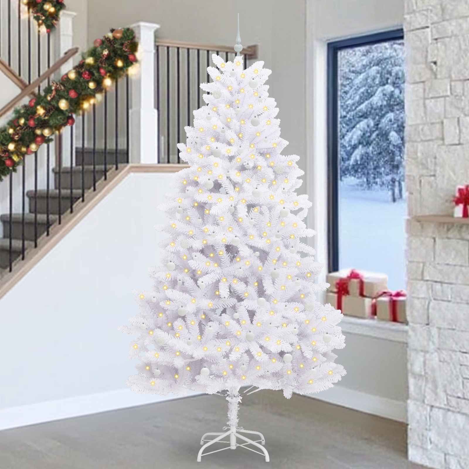 Vidaxx künstlicher klappbarer Weihnachtsbaum weiß 270 cm PVC und Stahl