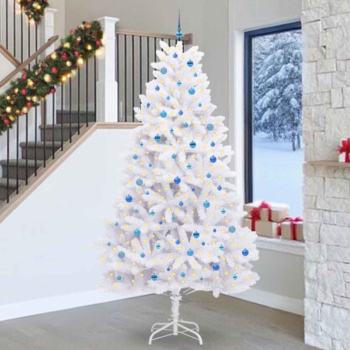 Vidaxx künstlicher klappbarer Weihnachtsbaum weiß 270 cm PVC und Stahl