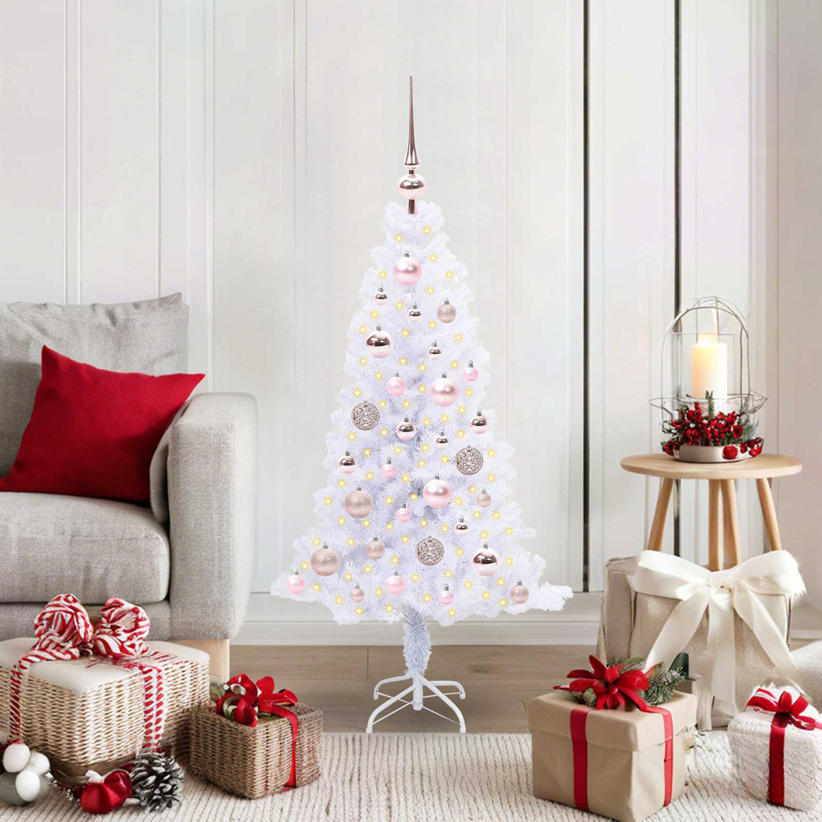 Künstlicher Weihnachtsbaum von Vidaxx mit 150 LEDs, weiß, 120 cm, PVC und Stahl
