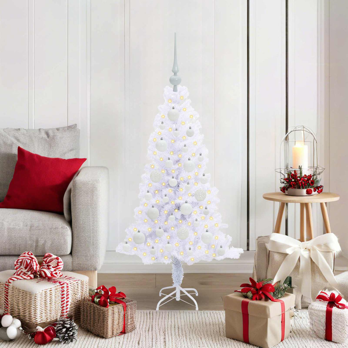 Künstlicher Weihnachtsbaum von Vidaxx mit 150 LEDs, weiß, 120 cm, PVC und Stahl