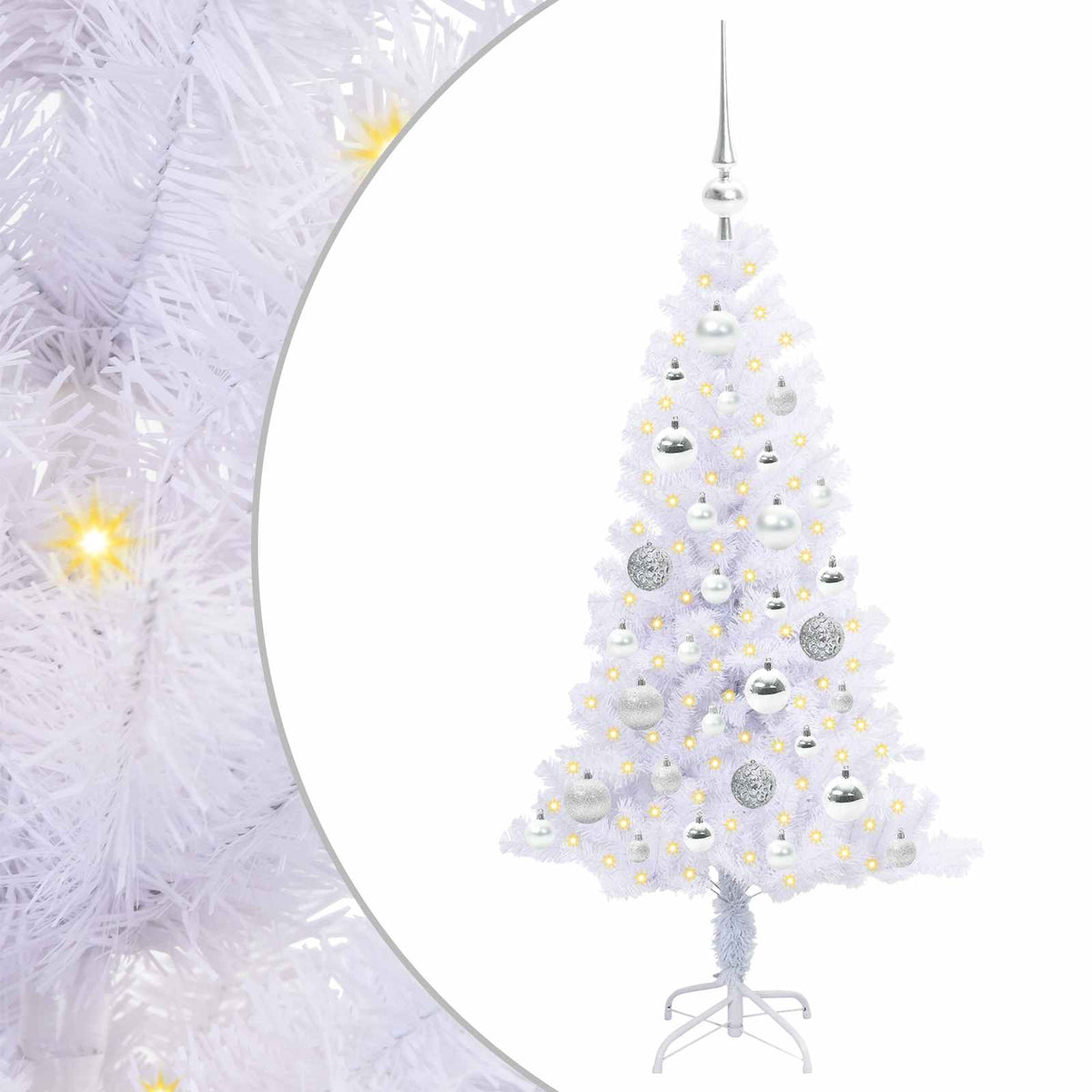 Künstlicher Weihnachtsbaum von Vidaxx mit 150 LEDs, weiß, 120 cm, PVC und Stahl