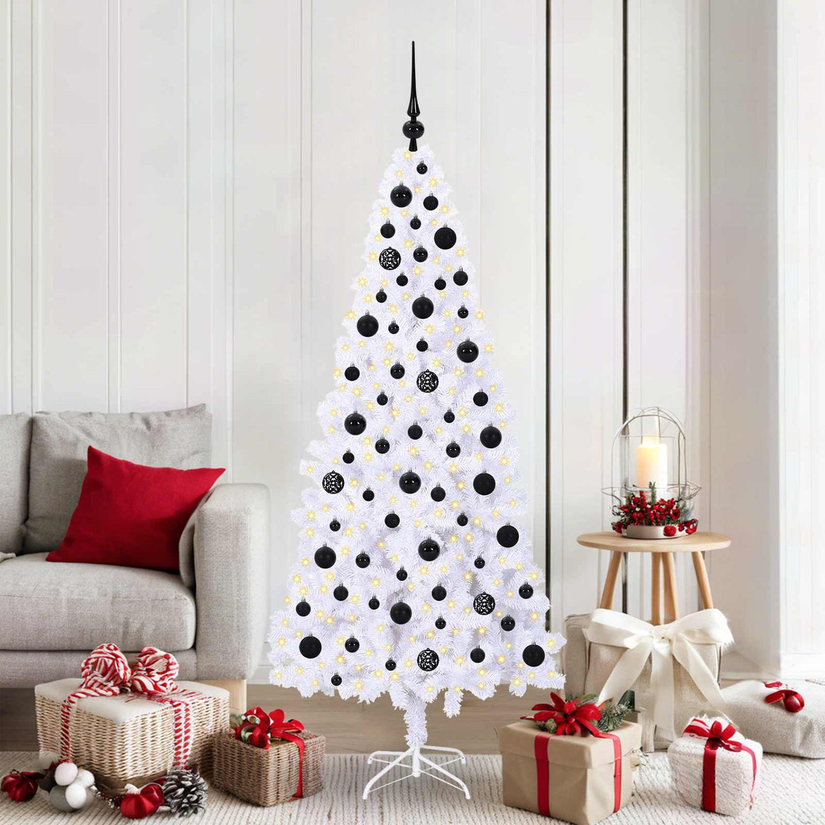 Künstlicher Weihnachtsbaum von Vidaxx mit 300 LEDs, weiß, 180 cm, PVC und Stahl