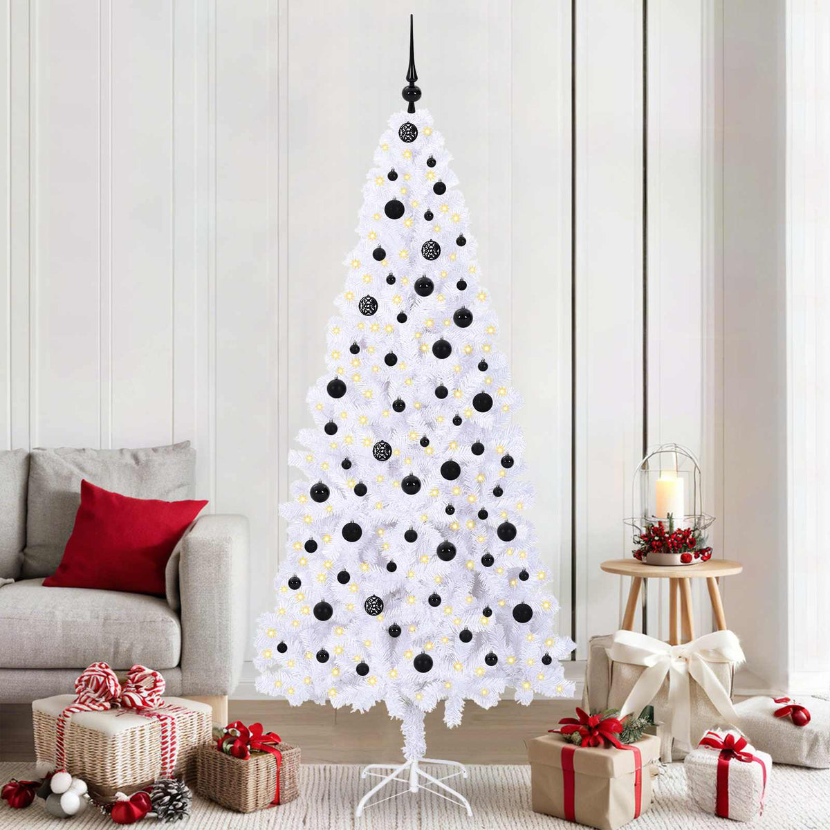 Künstlicher Weihnachtsbaum von Vidaxx mit 300 LEDs, weiß, 210 cm, PVC und Stahl