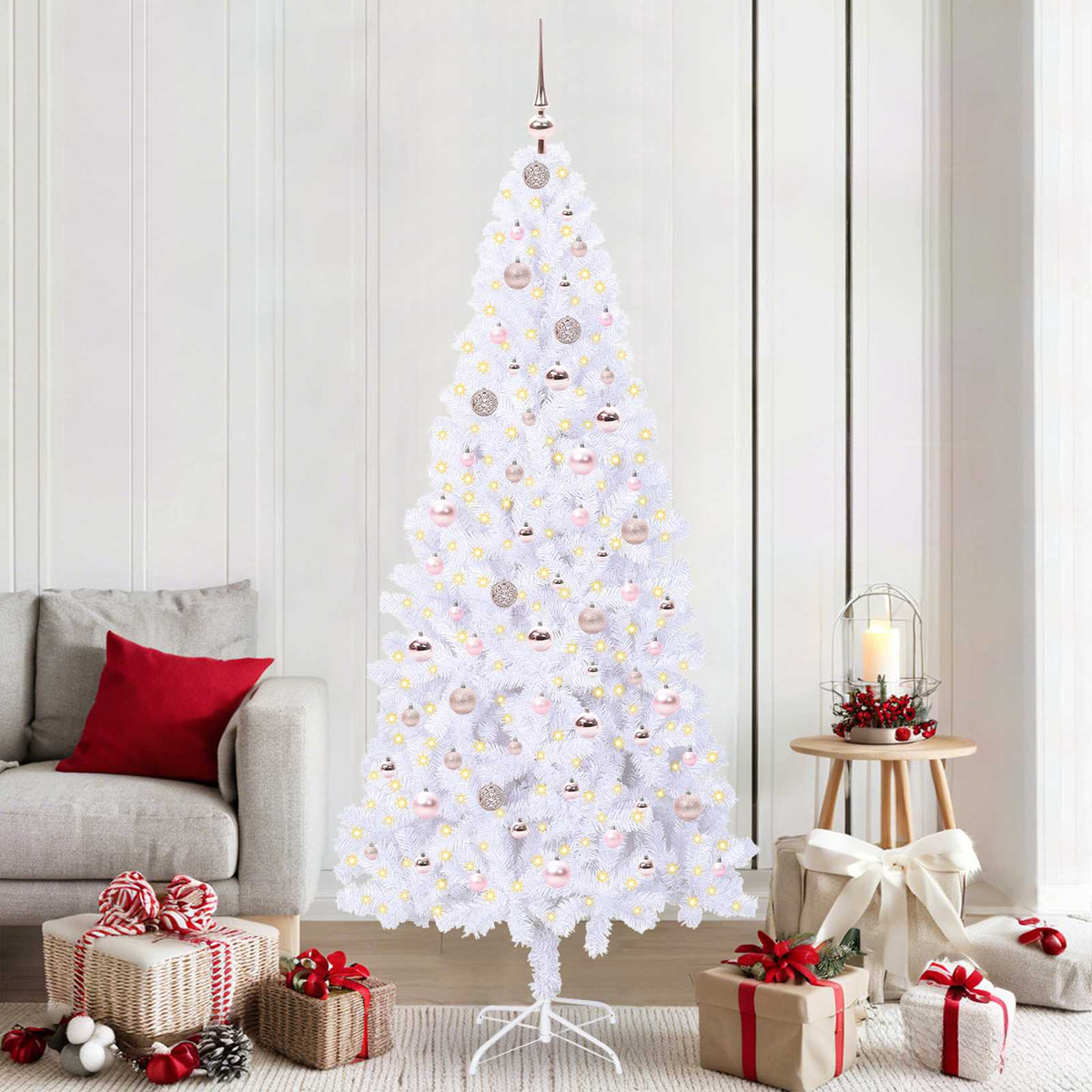 Künstlicher Weihnachtsbaum von Vidaxx mit 300 LEDs, weiß, 210 cm, PVC und Stahl