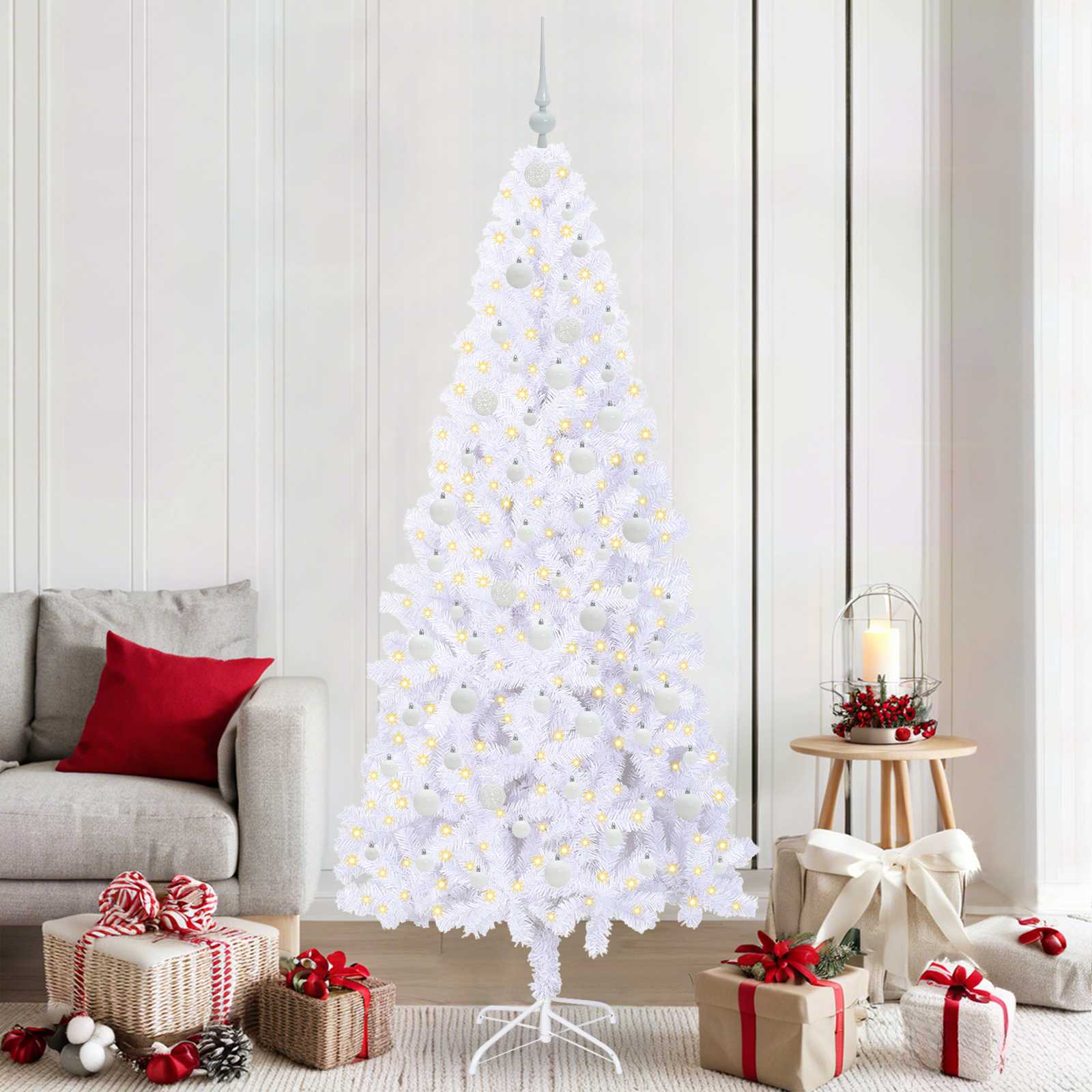 Künstlicher Weihnachtsbaum von Vidaxx mit 300 LEDs, weiß, 210 cm, PVC und Stahl