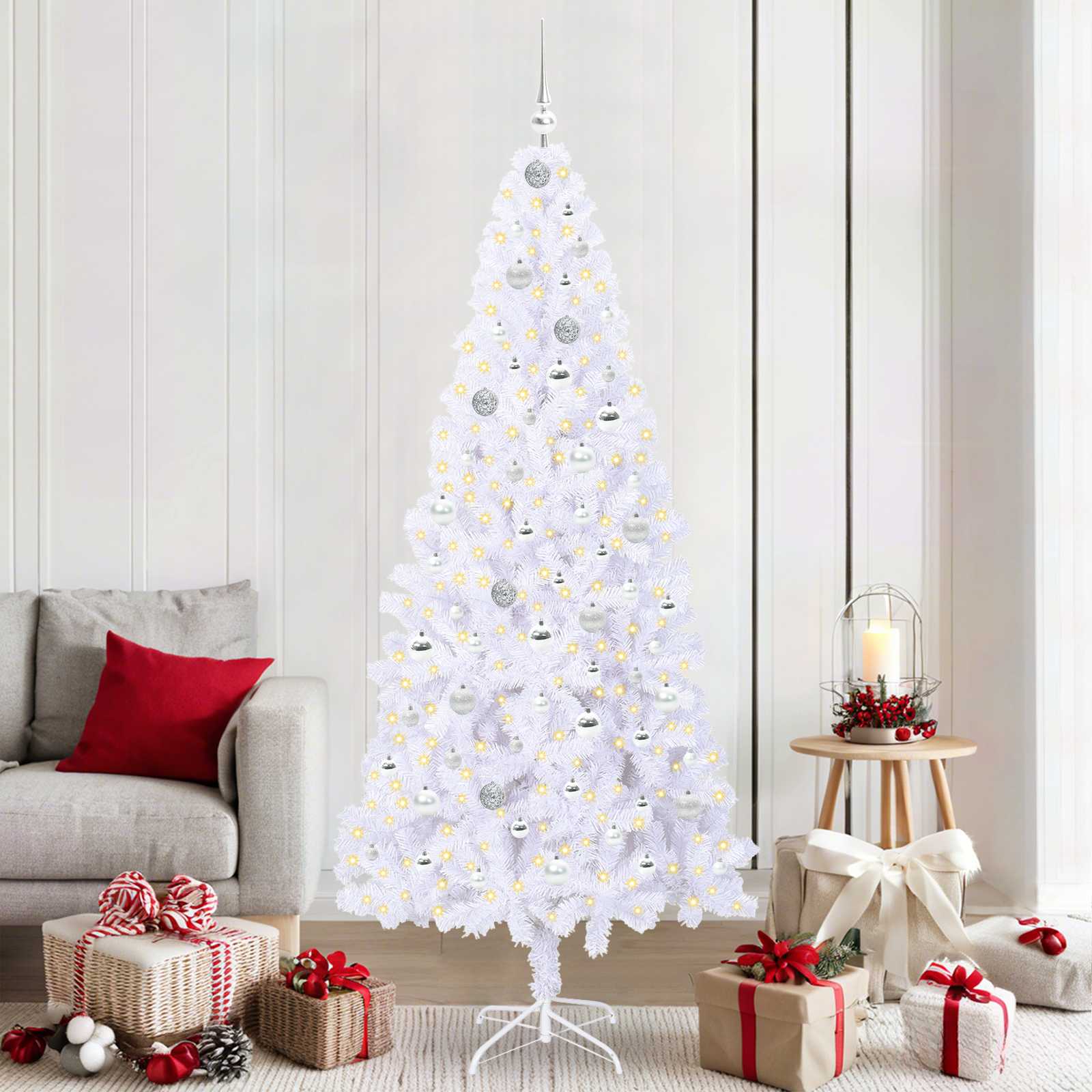 Künstlicher Weihnachtsbaum von Vidaxx mit 300 LEDs, weiß, 210 cm, PVC und Stahl