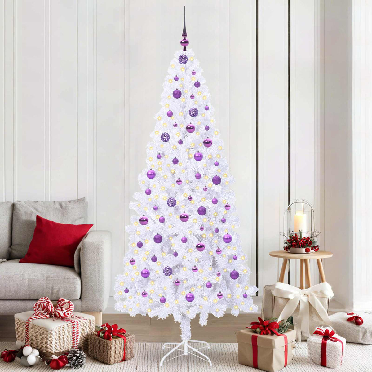 Künstlicher Weihnachtsbaum von Vidaxx mit 300 LEDs, weiß, 210 cm, PVC und Stahl