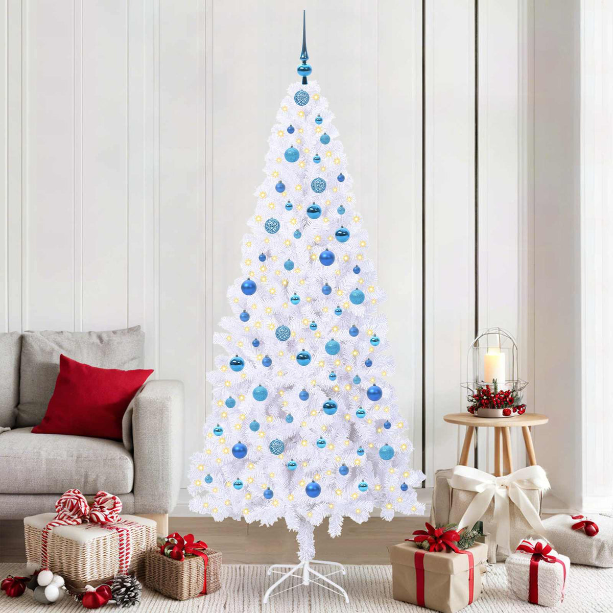 Künstlicher Weihnachtsbaum von Vidaxx mit 300 LEDs, weiß, 210 cm, PVC und Stahl
