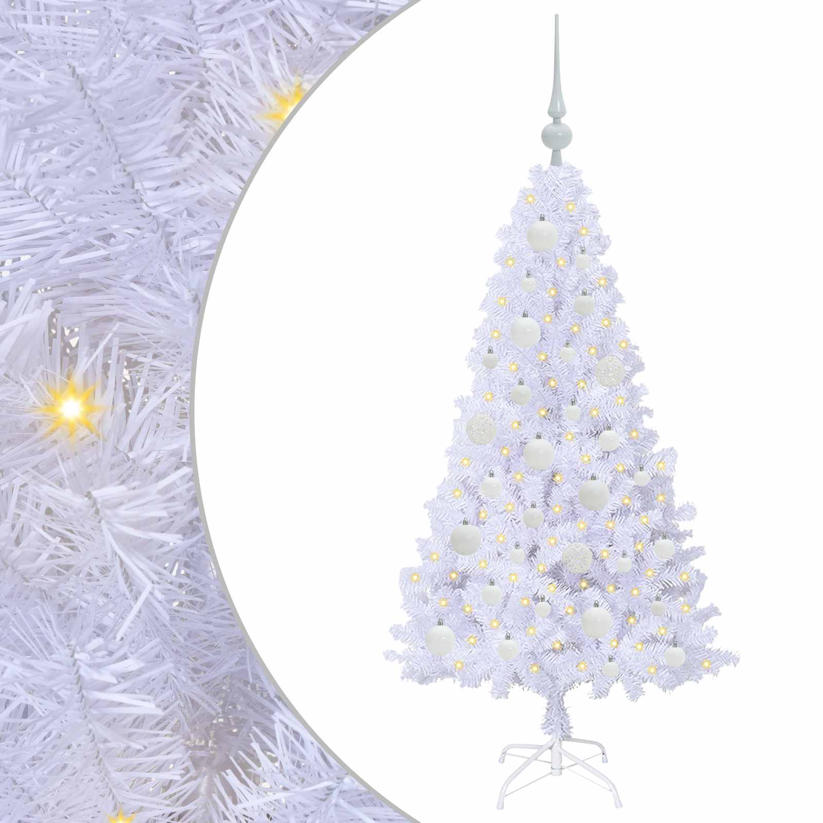 Künstlicher Weihnachtsbaum von Vidaxx mit 150 LEDs, weiß, 120 cm, PVC und Stahl
