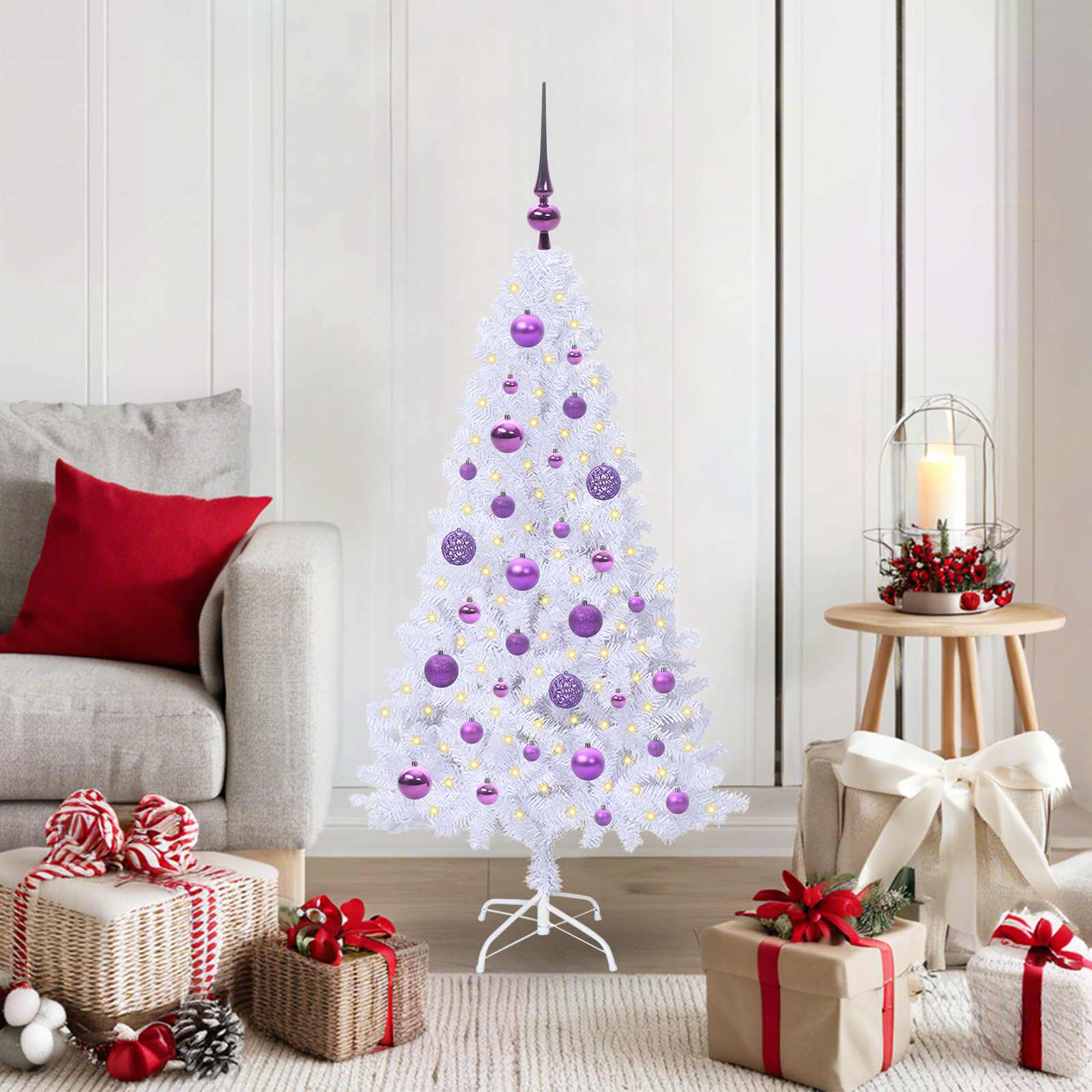 Künstlicher Weihnachtsbaum von Vidaxx mit 150 LEDs, weiß, 120 cm, PVC und Stahl